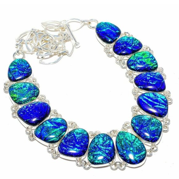 NEW - Triple Fire Opal Stone Sterling Adjustable Necklace - Picture 1 of 6